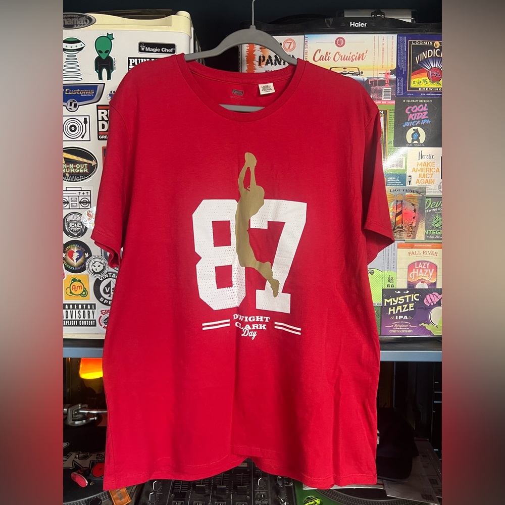 Levi's San Francisco 49ers Dwight Clark Day 87 Red Cotton T-Shirt XL NFL
